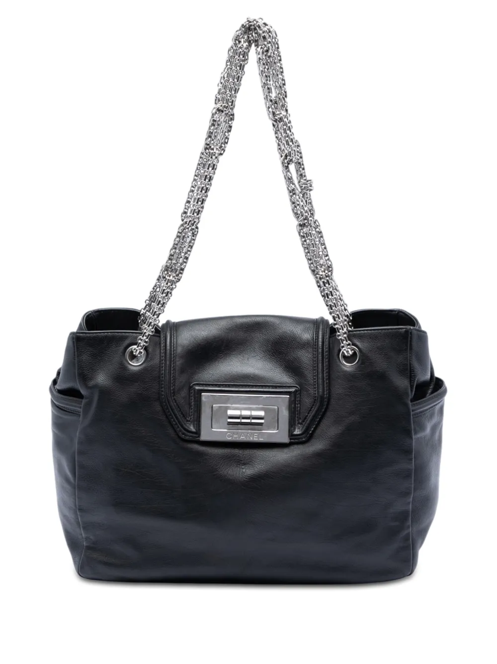 CHANEL Pre-Owned 2008-2009 Large Lambskin Mademoiselle Lock Jewelry Chain tote bag - Schwarz