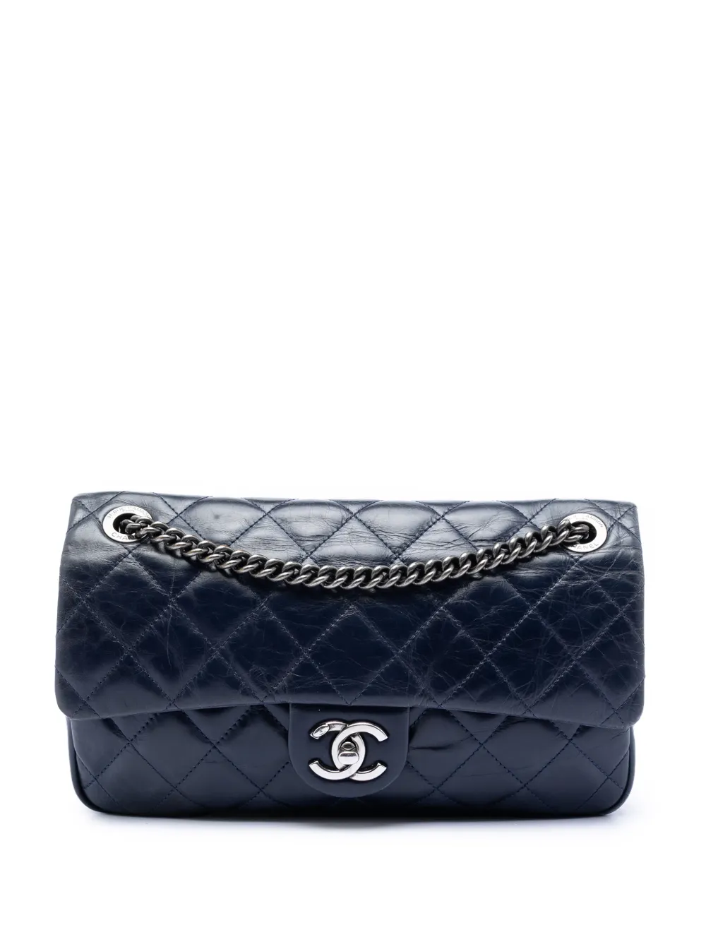 CHANEL Pre-Owned 2014-2015 Medium Aged Calfskin Duo Color Flap crossbody bag - Blue