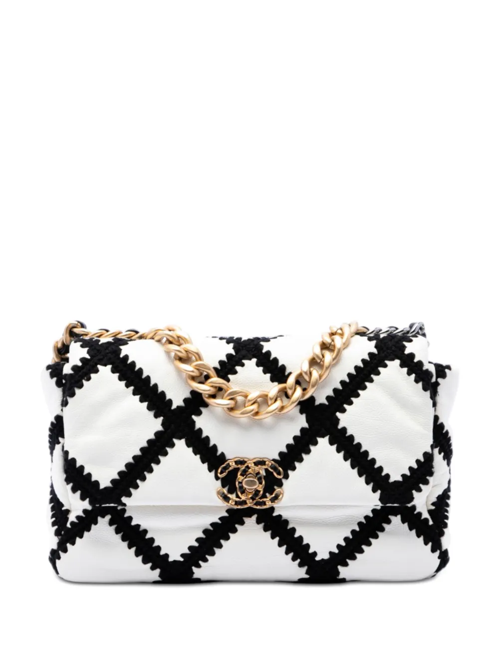 CHANEL Pre-Owned 2020 Large Crochet Calfskin 19 Flap satchel - Weiß