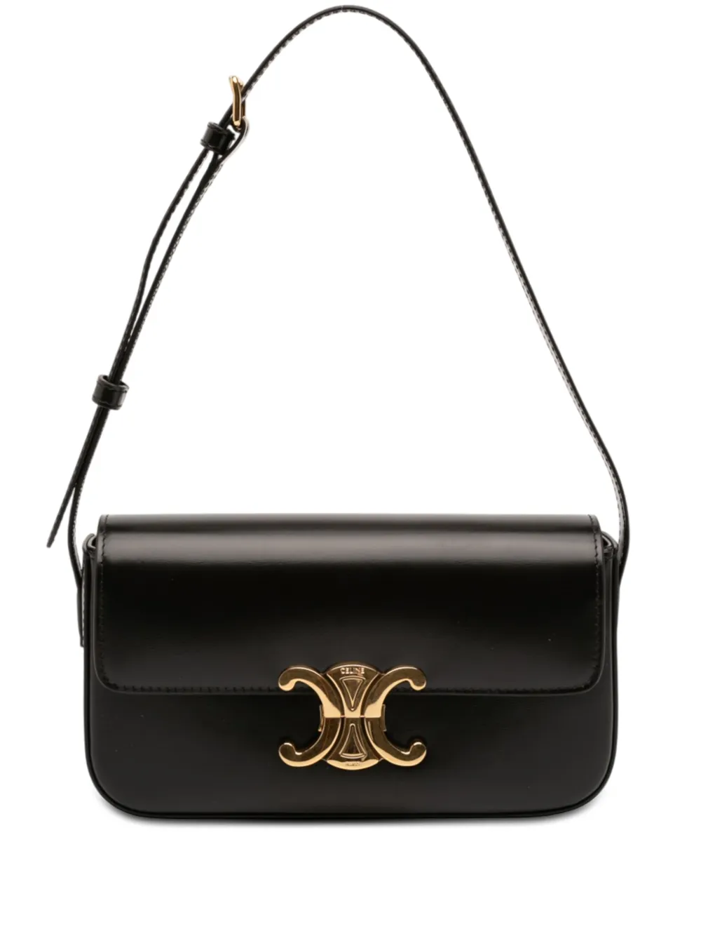 Celine Pre-Owned 2023 Shiny Calfskin Triomphe Claude shoulder bag - Nero