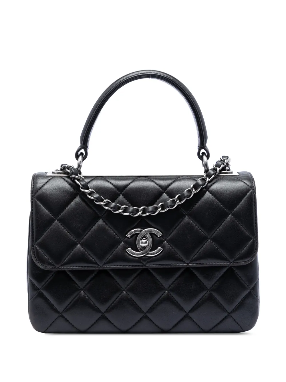 CHANEL Pre-Owned 2015-2016 Small Quilted Lambskin Trendy CC Top Handle Flap satchel - Black
