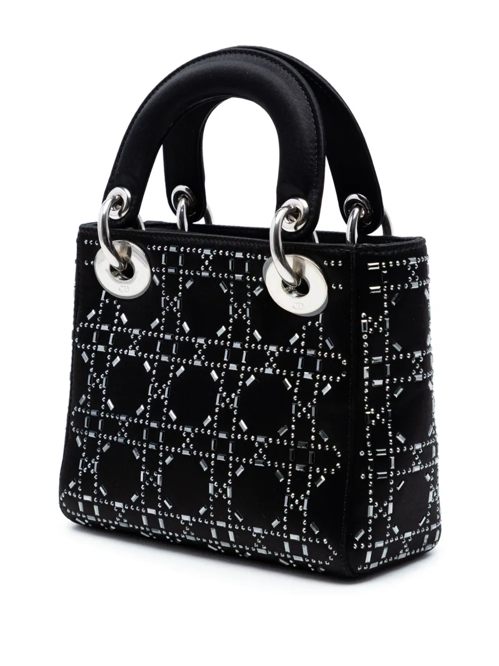  Christian Dior Pre-owned Bolso Satchel Cannage Lady Dior Mini Con Apliques De Crystal En Strass 2017 - Negro 