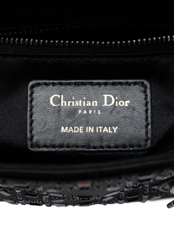 小物 Christian Dior D Logo Rhinestone Black Christian Dior Pre-Owned 2017 Mini Satin Cannage Strass Crystal