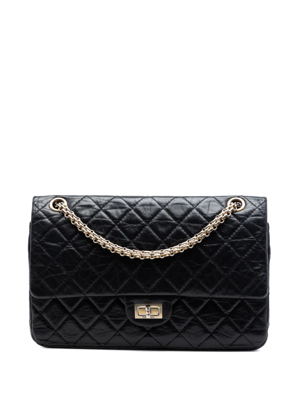 CHANEL Pre-Owned 2008-2009 Quilted Aged Calfskin Reissue 2.55 Double Flap 226 shoulder bag - Black