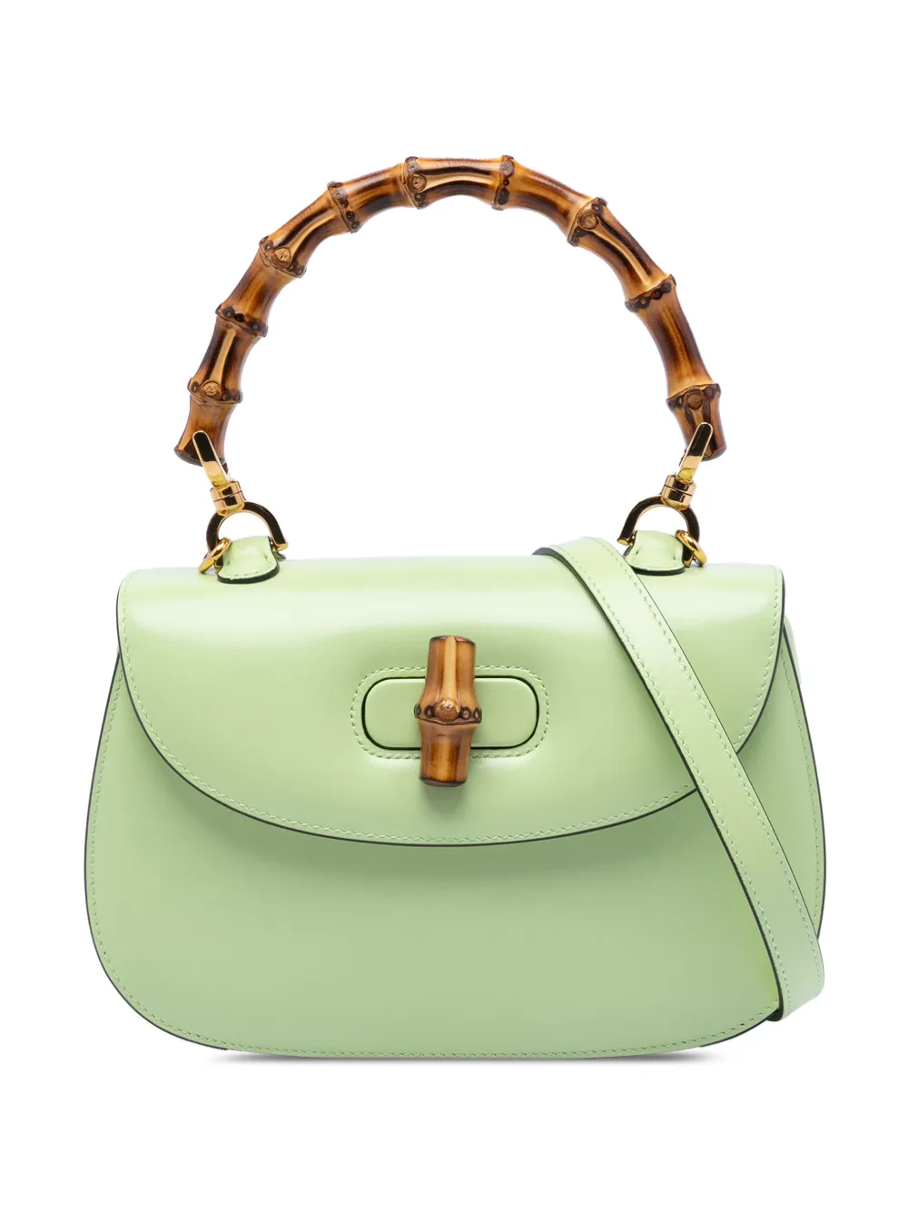 Gucci Pre-Owned 2000-2015 Small Calfskin 1947 Bamboo Top Handle Bag satchel - Verde