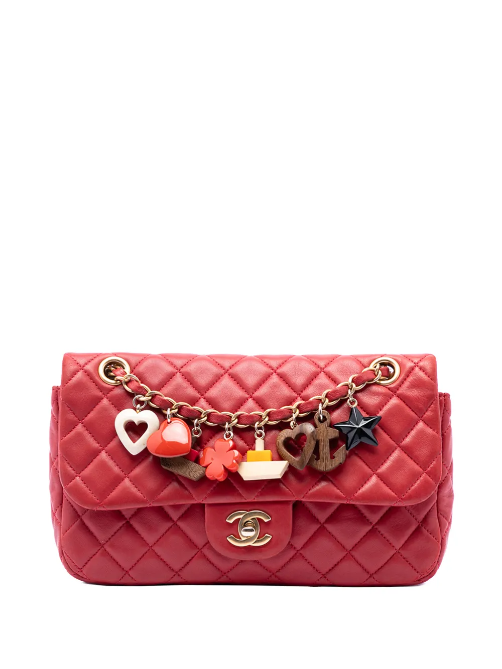CHANEL Pre-Owned 2010-2011 Medium Classic Lambskin Marine Charms Single Flap shoulder bag - Rot