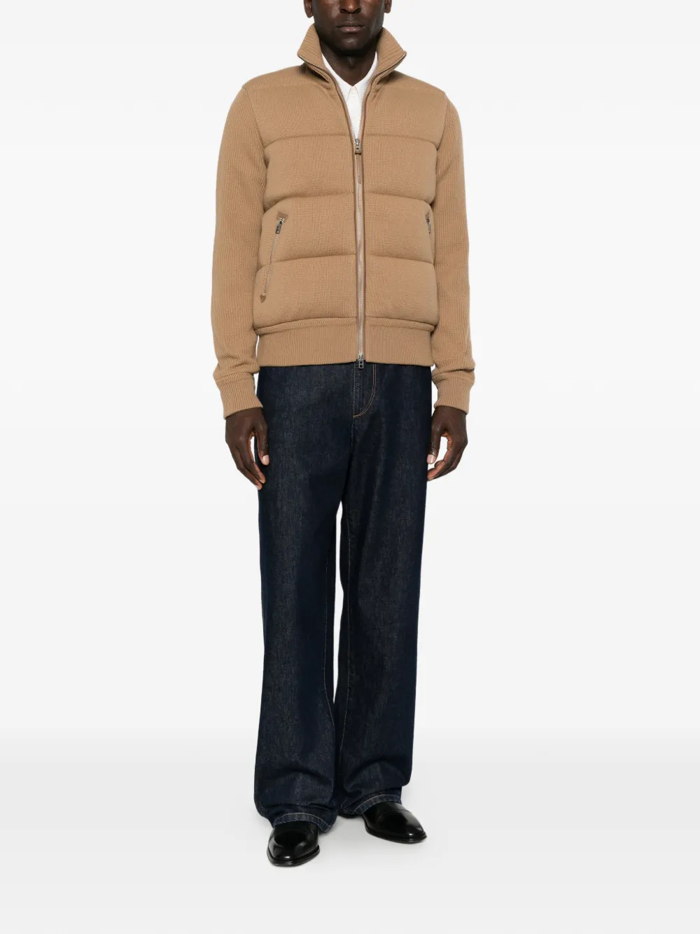 TOM FORD Gewatteerd geribbeld jack Beige