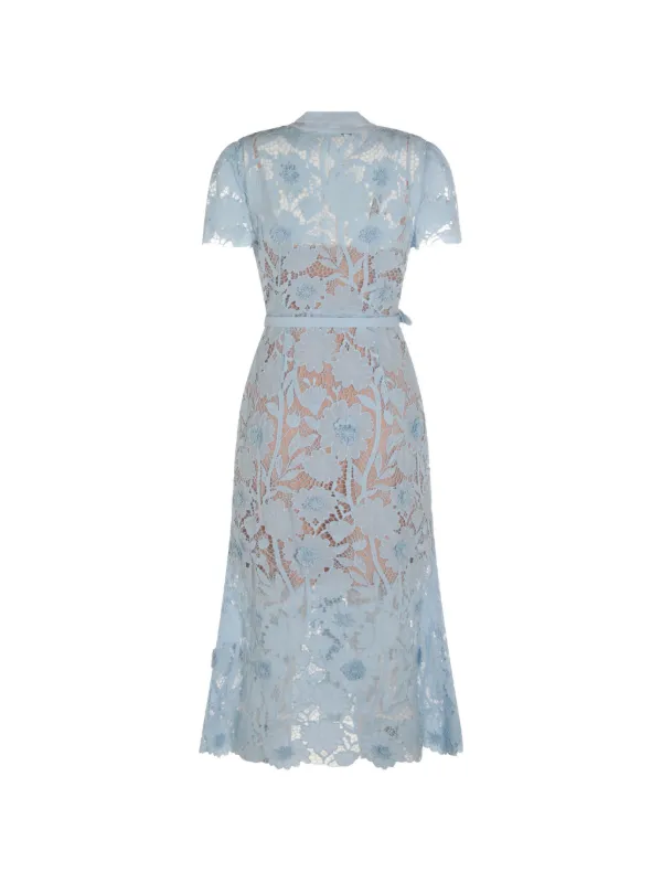 self portrait floral lace midi dress Pink Flower Lace Midi Dress  self-portrait-US