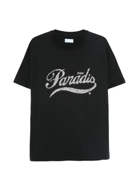 3.PARADIS Enjoy Paradis crystal-embellished logo T-shirt