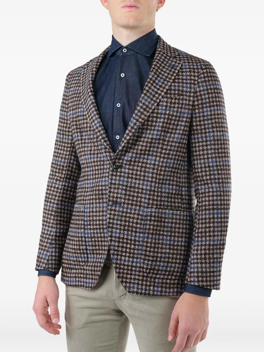 Al Duca D Aosta 1902 Geruite wollen blazer Bruin