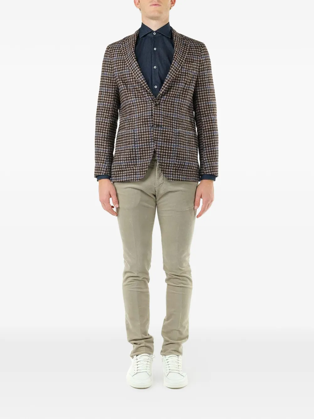 Al Duca D Aosta 1902 Geruite wollen blazer Bruin
