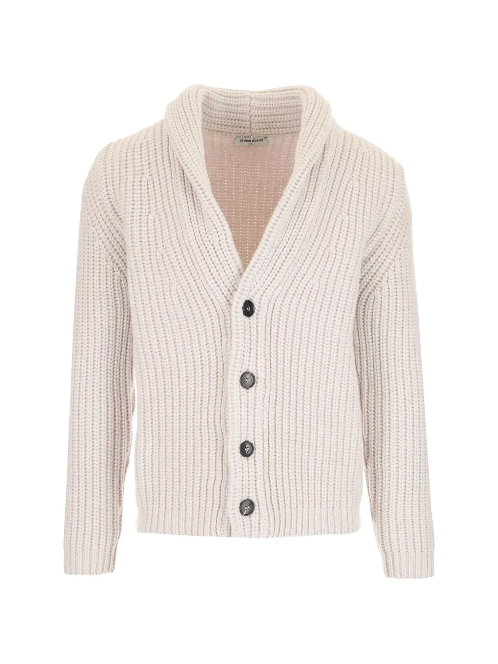 Al Duca D’Aosta 1902 ribbed-knit shawl-collar cardigan - Weiß