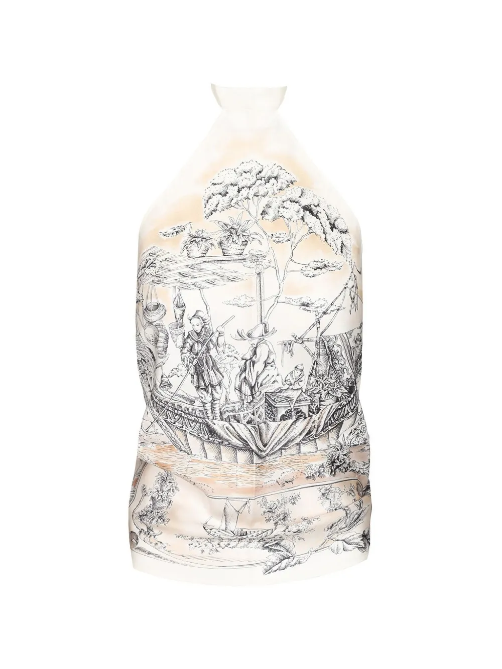 Ferragamo Voyage-print silk blouse - Neutrals