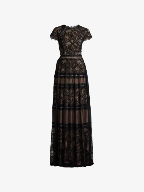 Tadashi Shoji Ahern lace-panelled tiered maxi dress