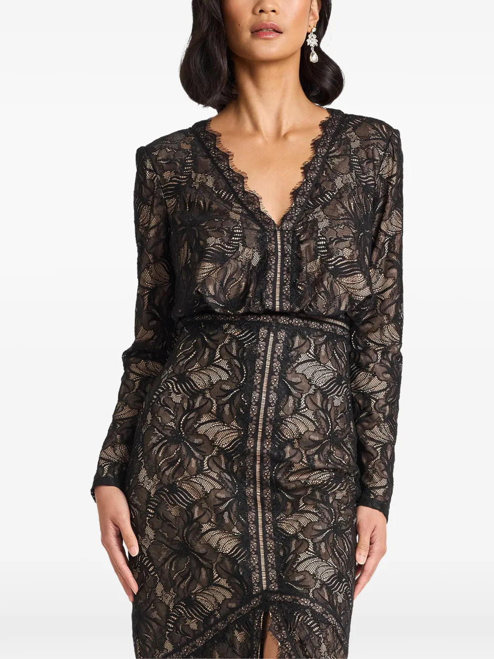 Tadashi Shoji Carelli maxi-jurk met lange mouwen Zwart