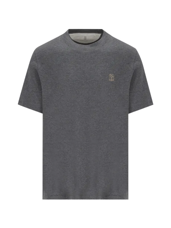 BRUNELLO CUCINELLI - 【極美品】BRUNELLO CUCINELLI Tシャツ 半袖 ダークグレー M Brunello Cucinelli Camiseta Com Logo Bordado | Cinza | FARFETCH BR
