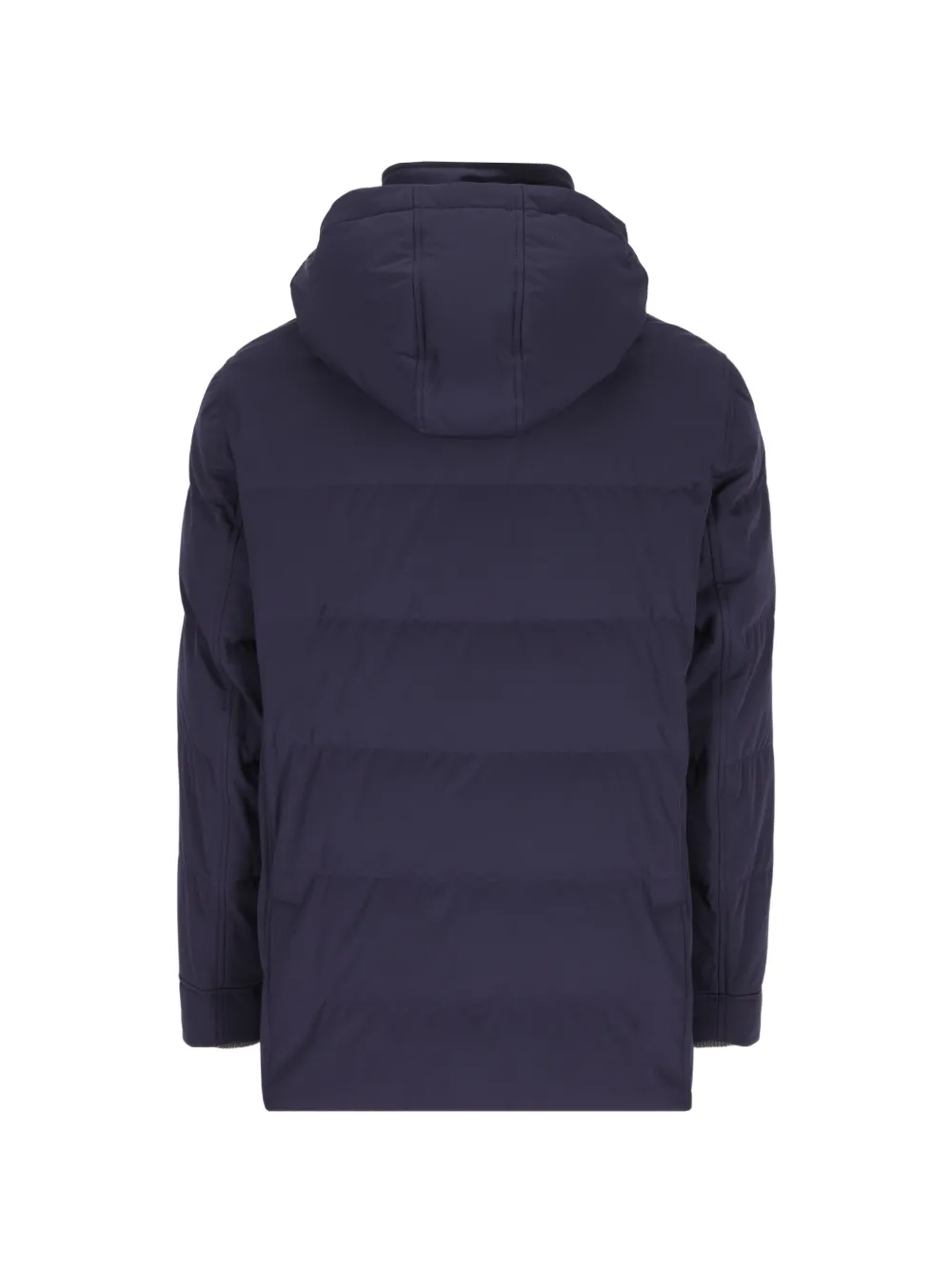Brunello Cucinelli Gewatteerde jas met capuchon Blauw
