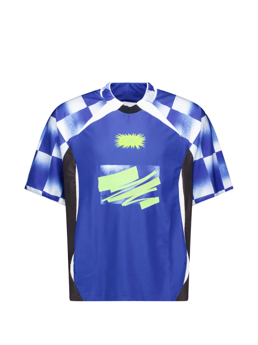 Le Pere Torn checkered jersey - Blu