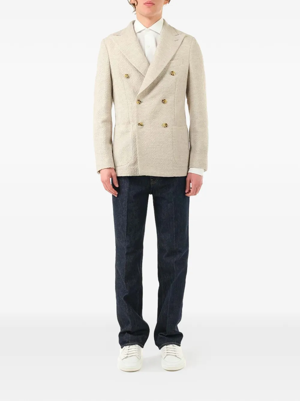 Al Duca D Aosta 1902 Blazer met visgraat patroon Beige