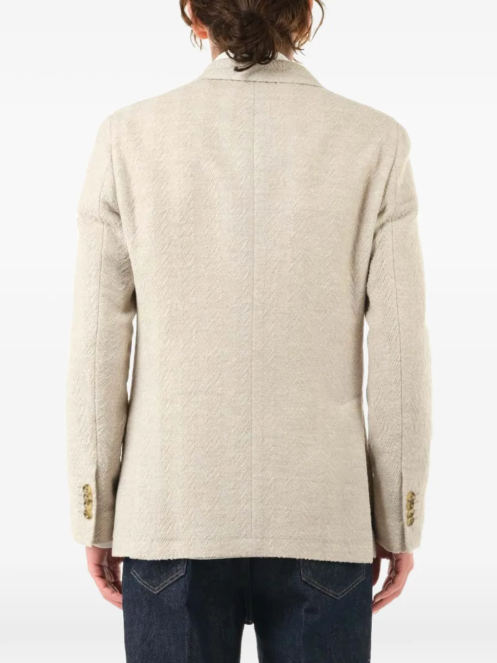 Al Duca D Aosta 1902 Blazer met visgraat patroon Beige