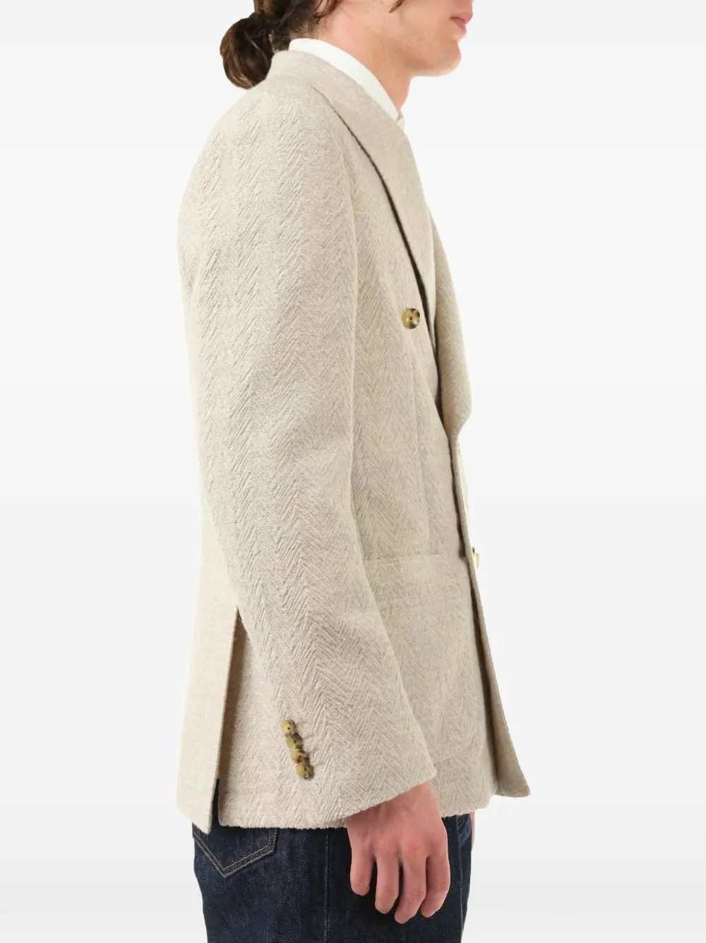 Al Duca D Aosta 1902 Blazer met visgraat patroon Beige