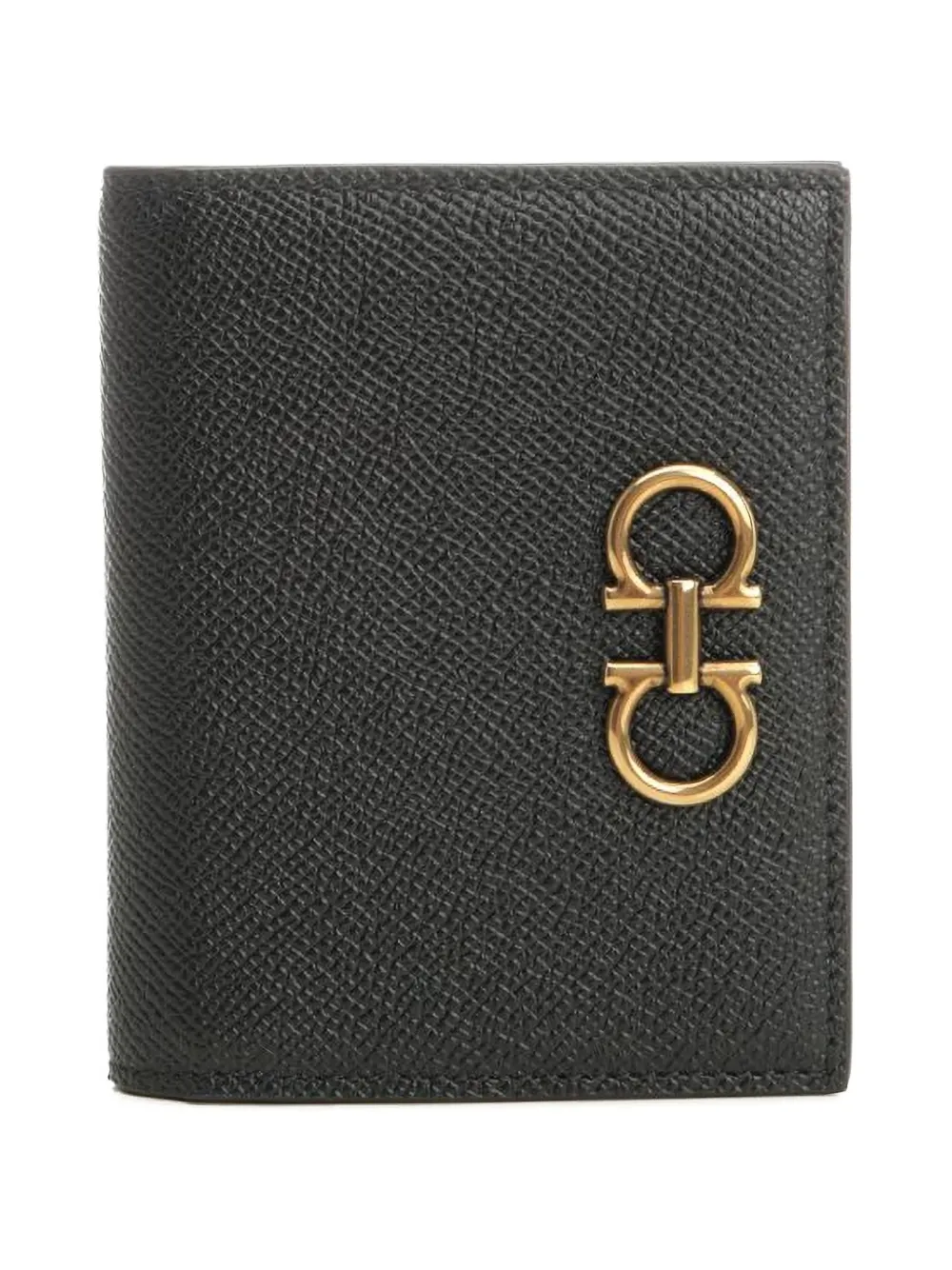 Ferragamo Gancini-plaque textured-leather wallet - Nero