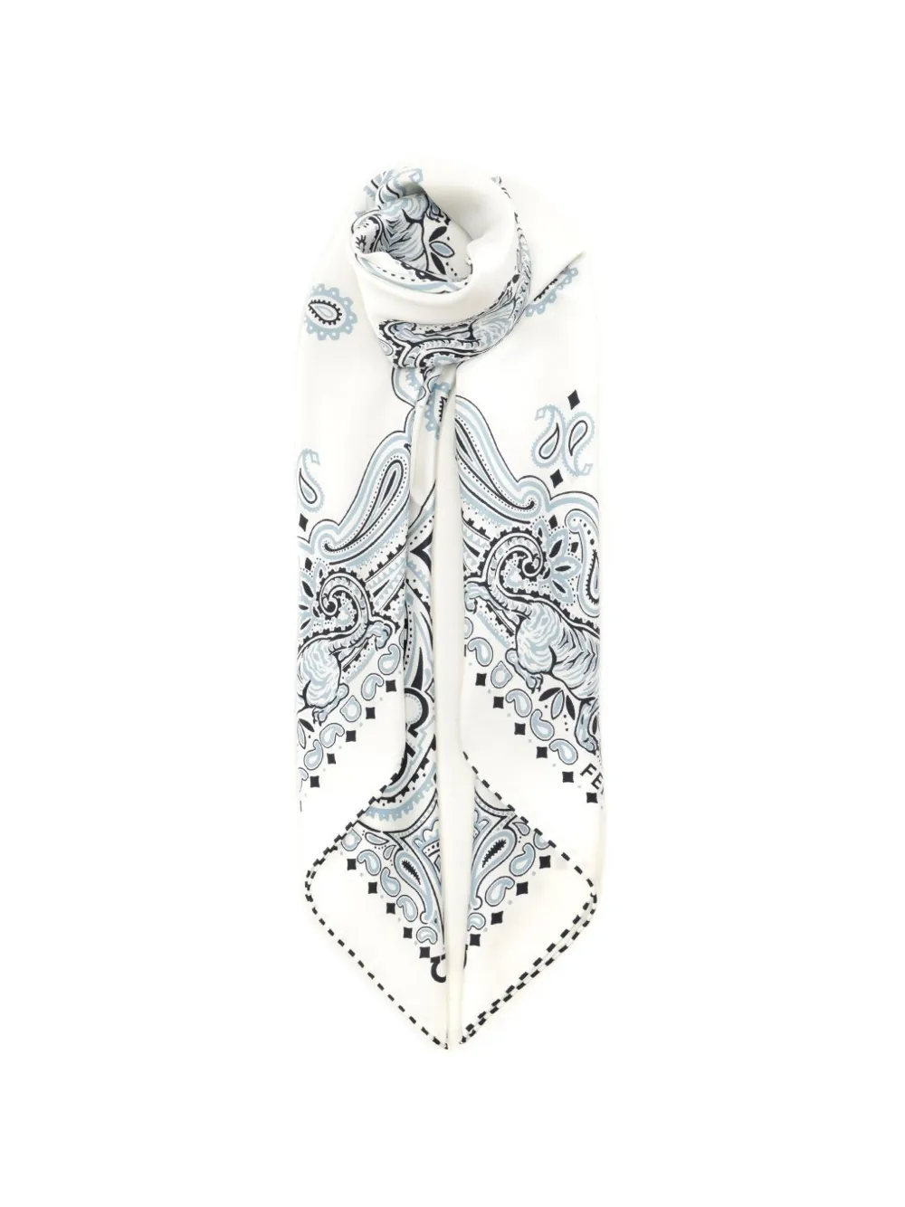 Ferragamo Gancini Arabesque-print silk scarf - Bianco