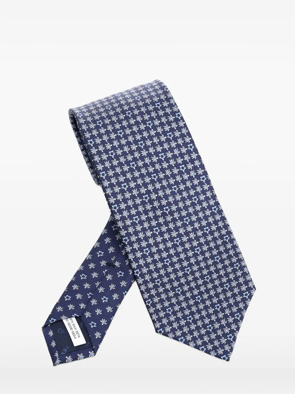 Ferragamo Gancini turtle-print silk tie - Blu