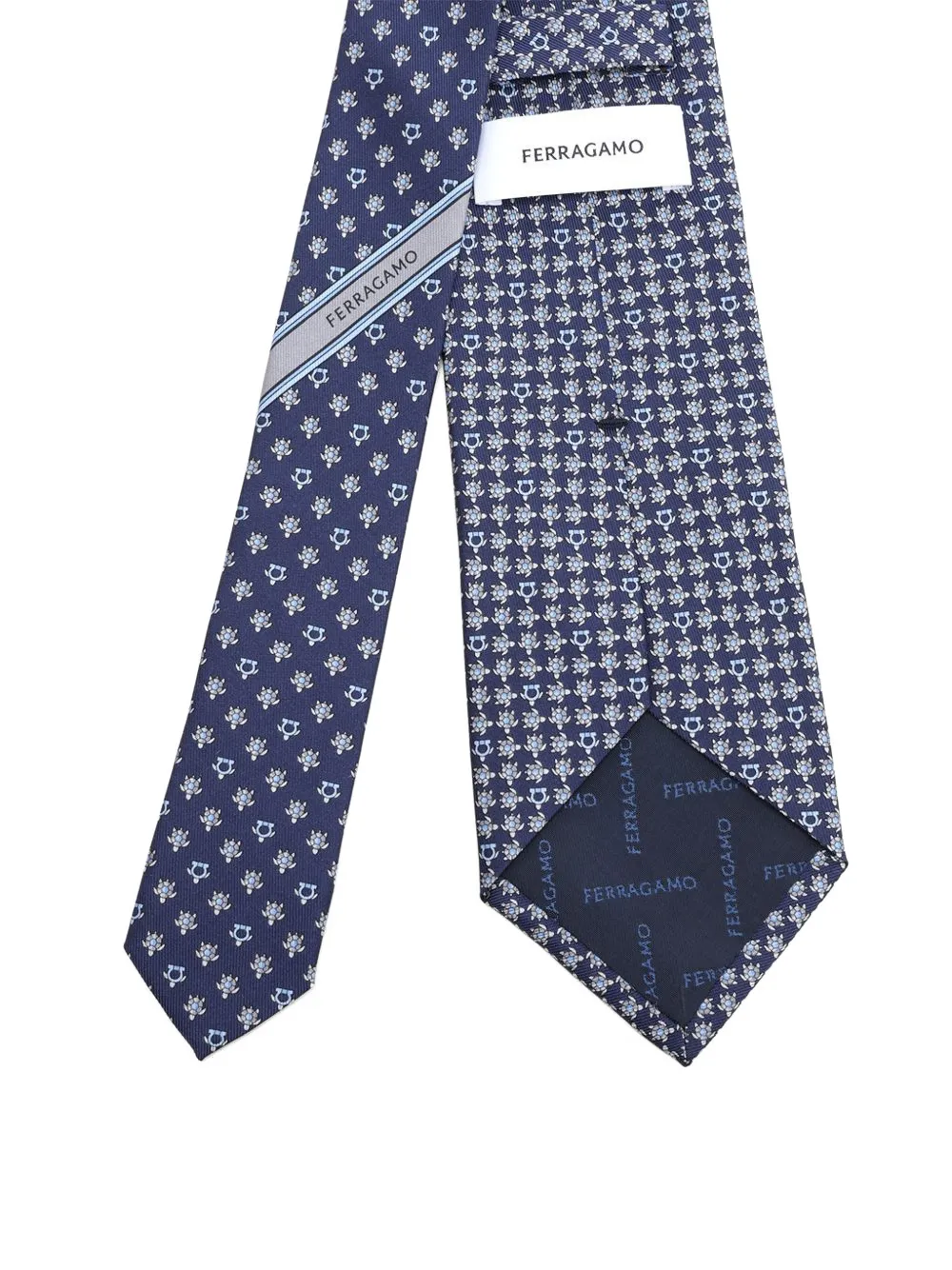 Ferragamo Gancini zijden stropdas met schildpadprint Blauw