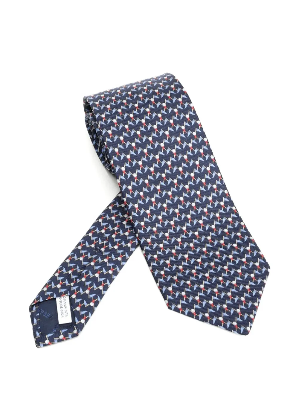 Ferragamo Club-print silk tie - Blu