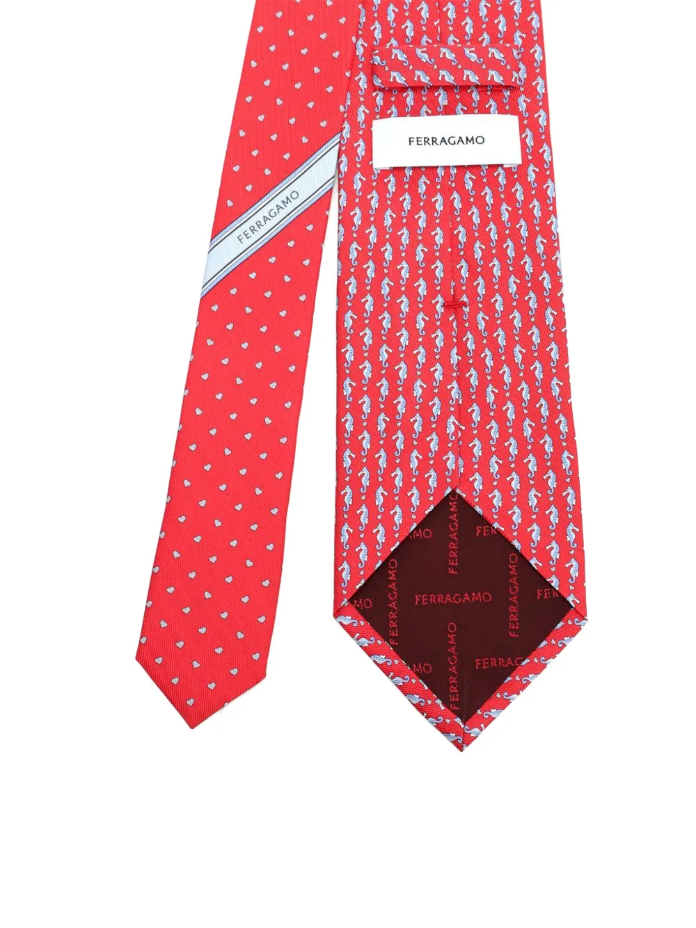 Ferragamo Zijden stropdas met zeepaard Rood
