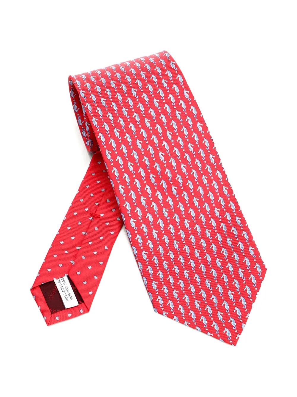 Ferragamo seahorse-silk tie - Rosso