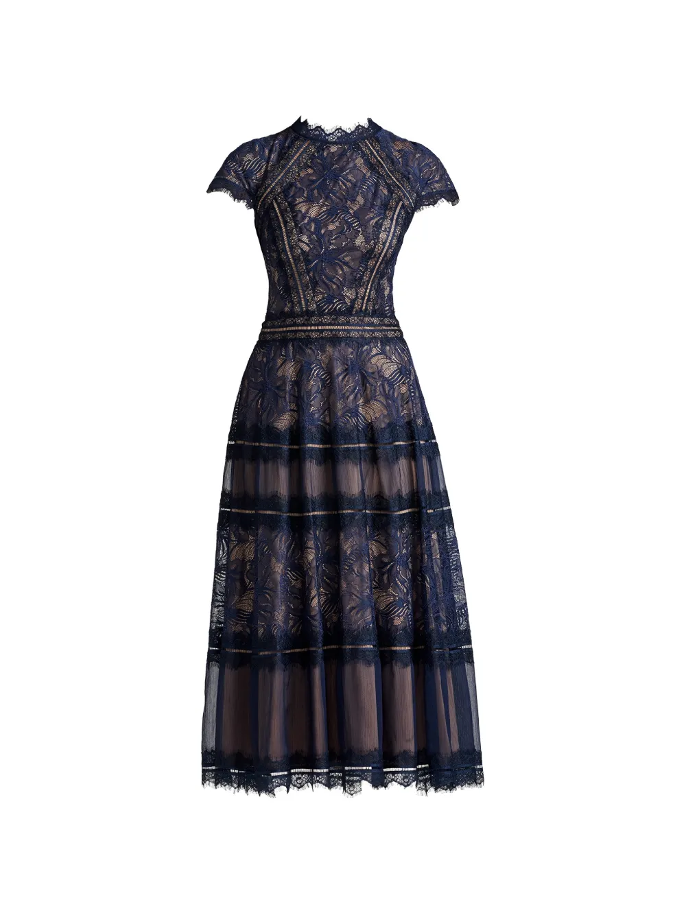 Tadashi Shoji Ahern embroidered tiered midi dress - Blu