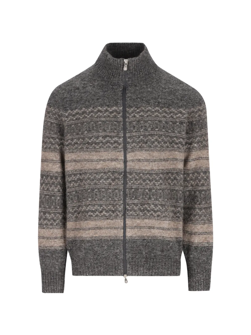 Brunello Cucinelli Fair Isle zip-up sweater - Grau