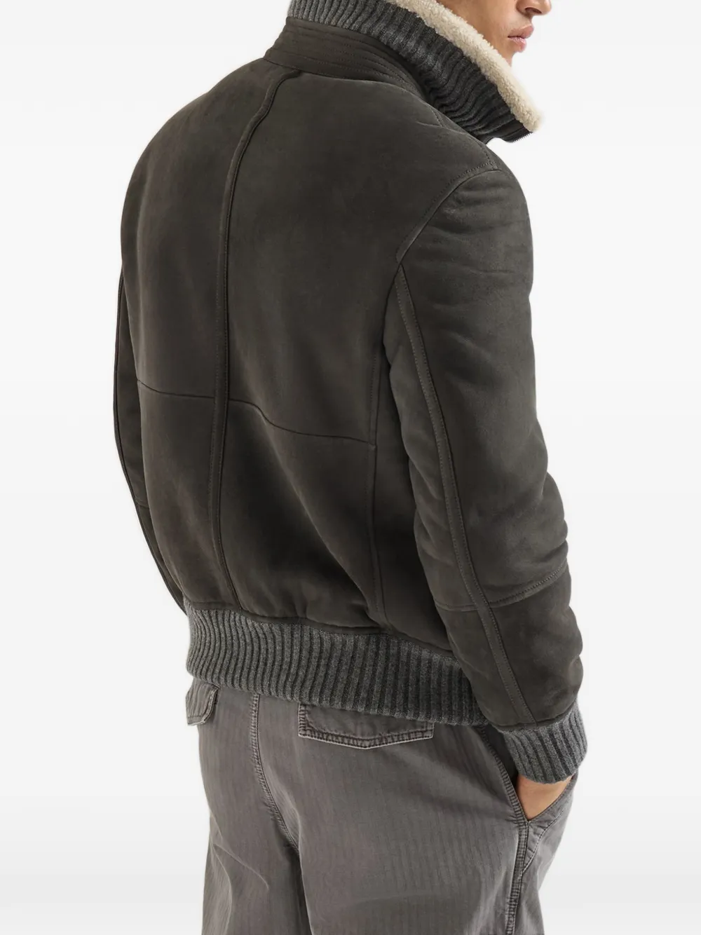 Brunello Cucinelli Geribbeld jack met lammy afwerking Grijs