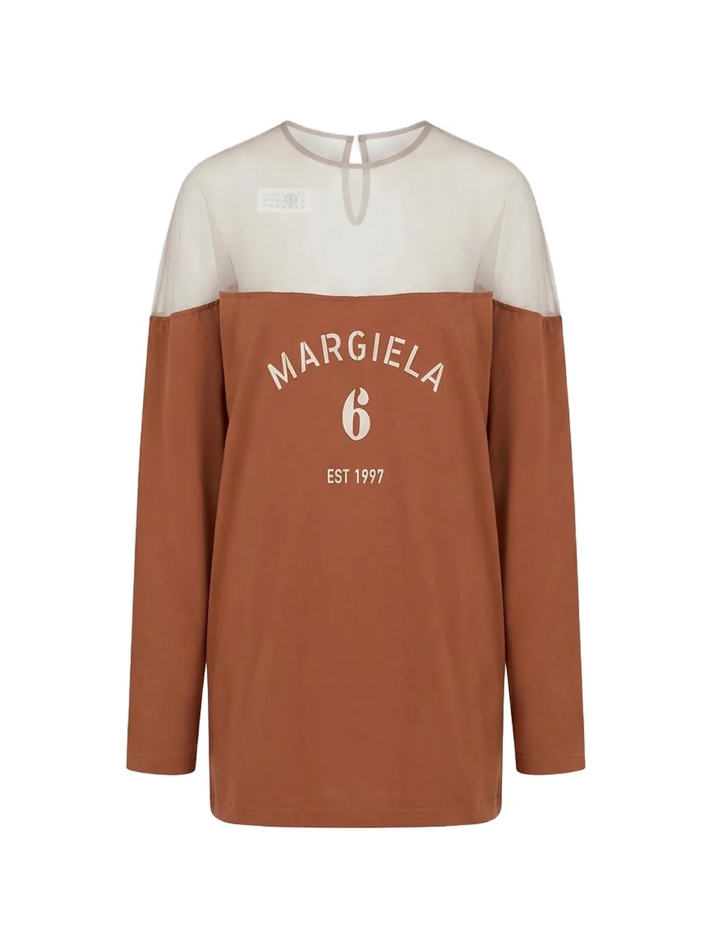 MM6 Maison Margiela logo-print panelled T-shirt - Marrone