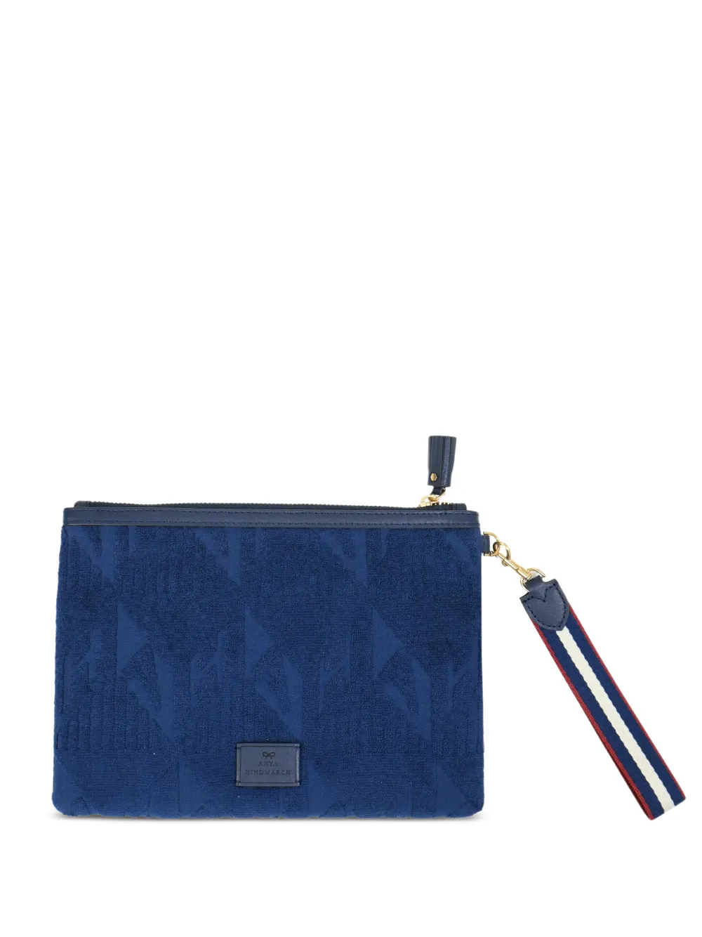Anya Hindmarch Logo-Embossed Terry pouch - Blue