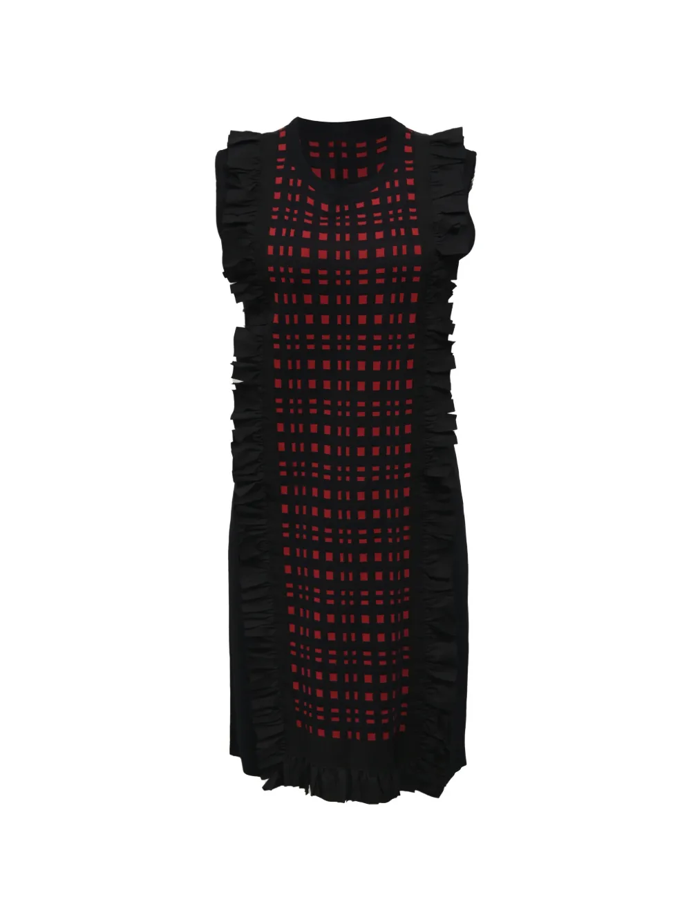 Fendi Pre-Owned checkered ruffle-detail dress - Nero