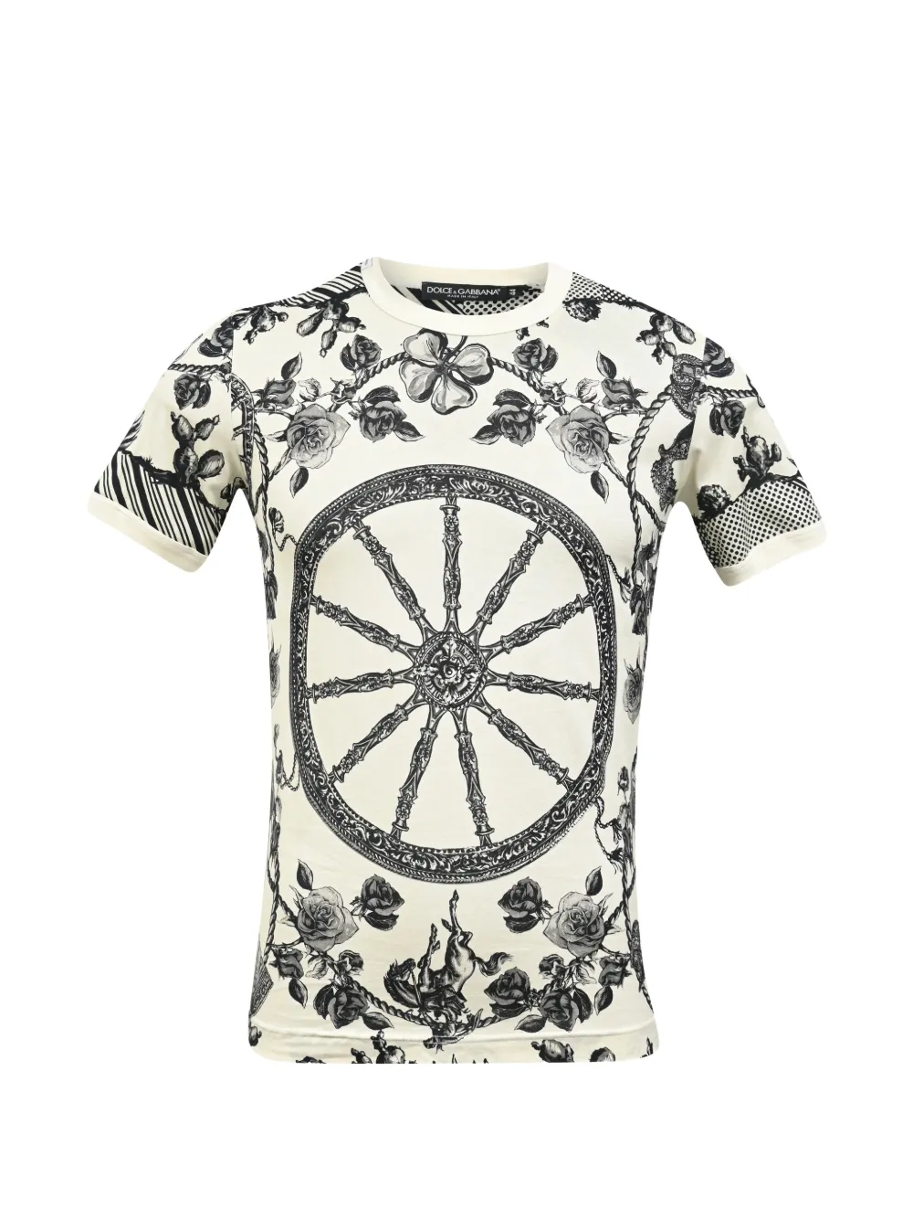 Dolce & Gabbana Pre-Owned rose-print pique T-shirt - Toni neutri