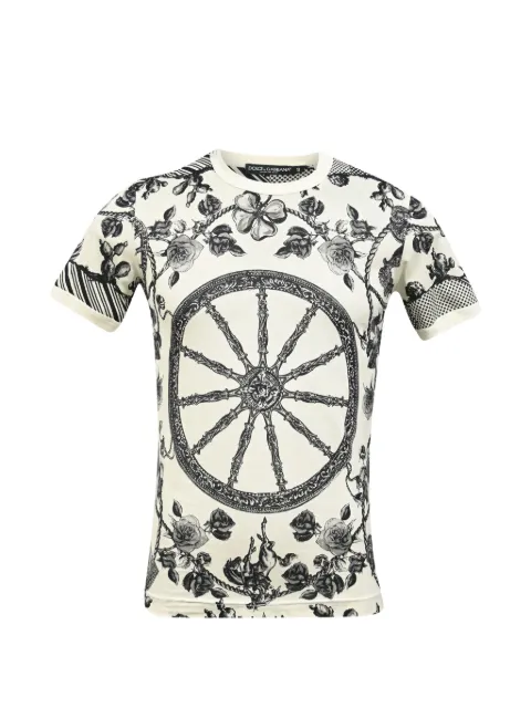 Dolce & Gabbana Pre-Owned rose-print pique T-shirt
