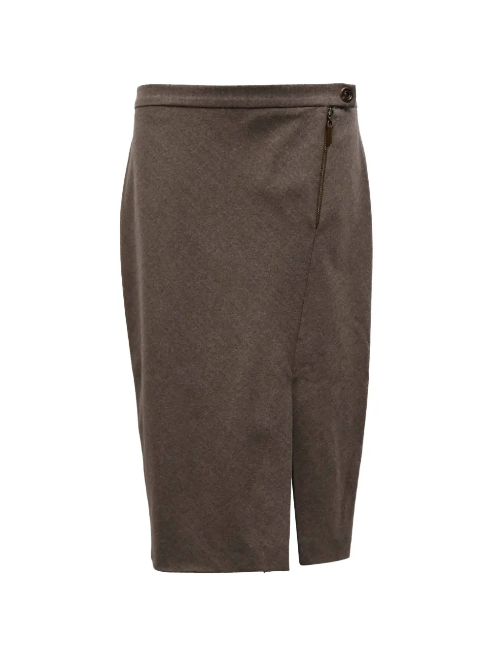Brunello Cucinelli Vintage zip-fastening midi skirt - Braun