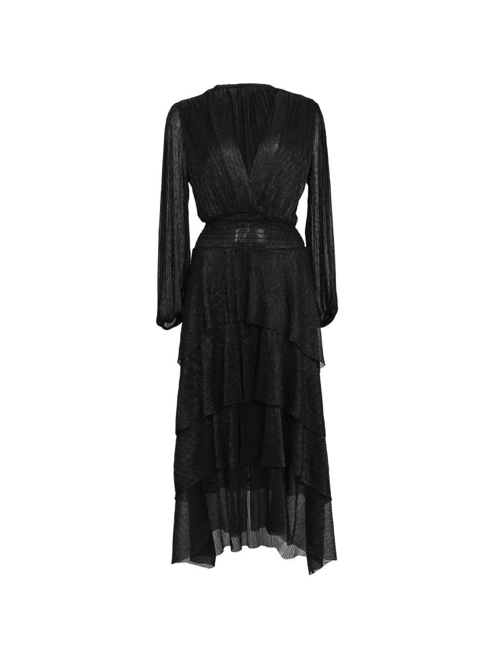 Maje tiered metallic-knit dress - Black