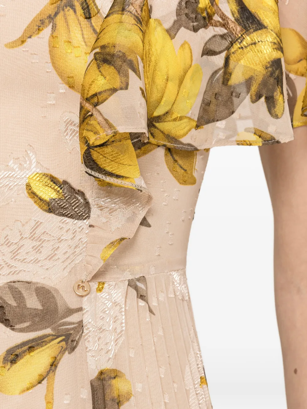 NISSA Midi-jurk met bloemenprint Beige