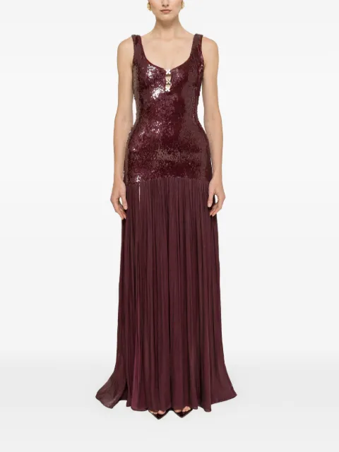 NISSA vestido largo bordado con lentejuelas