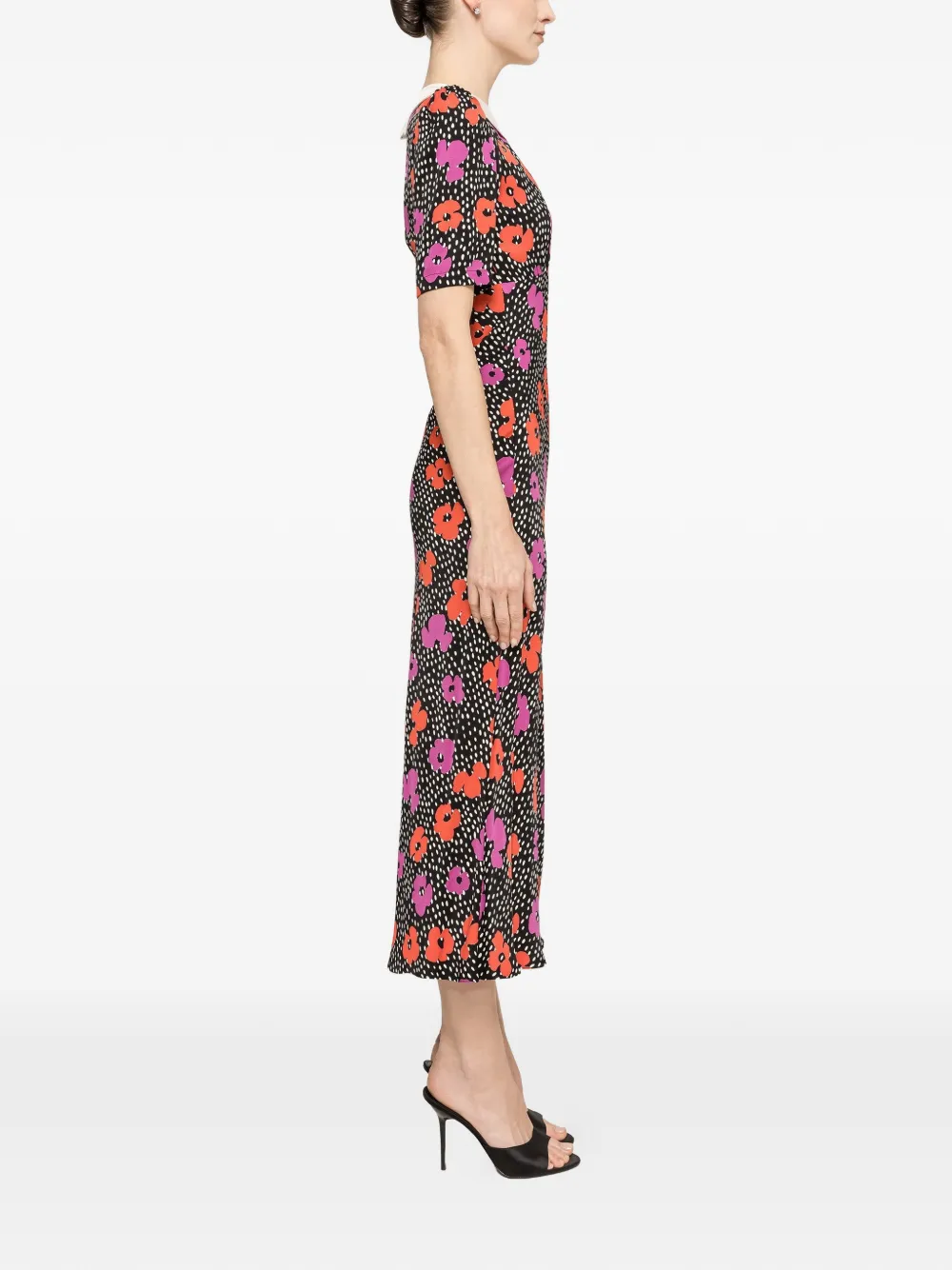 NISSA Midi-jurk met bloemenprint Zwart