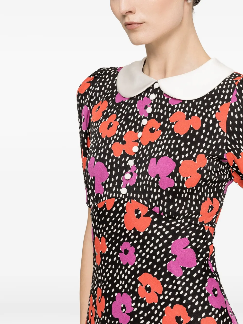 NISSA Midi-jurk met bloemenprint Zwart