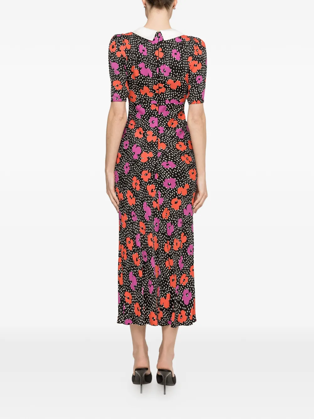 NISSA Midi-jurk met bloemenprint Zwart