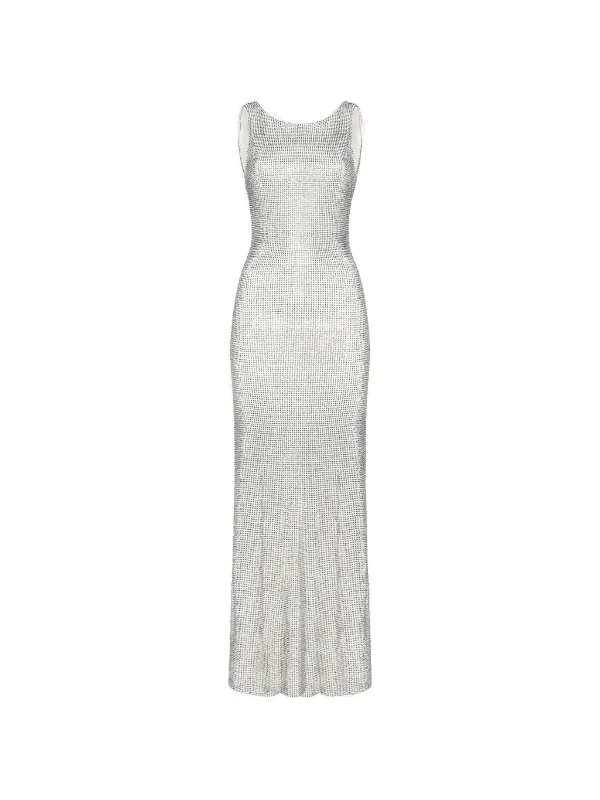 silver embellished maxi dress Alexis Embellished Maxi Dress Silver