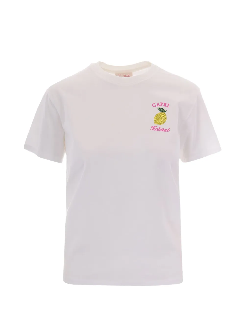 MC2 Saint Barth Emilie Capri Habituè T-shirt met borduurwerk Wit