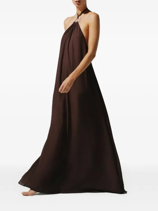 baobab brown dress Baobab Women's Flora Halterneck Maxi Dress - Purple